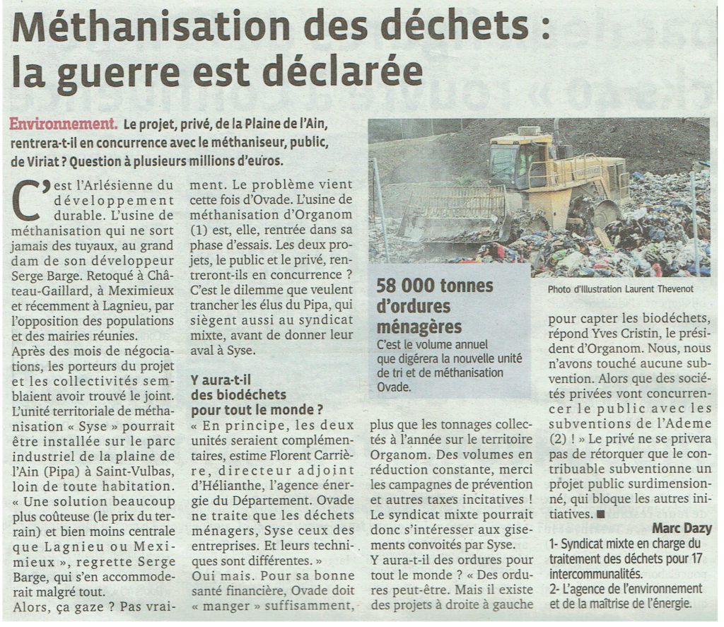 Méthanisation - Guerre déclarée